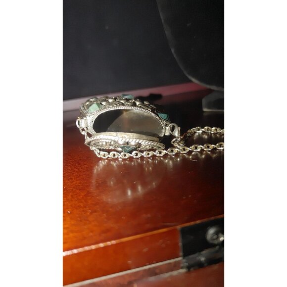 Sajai Gemstone Coin Purse Ethnic Silver Pendant Necklace Green Gemstones Bohemia - Picture 6 of 16